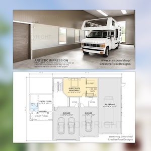 Ultimate RV Haven Luxury House Mansion - 3 Bed 3.5 Bath 3 Car 1 RV - Custom House Design Concept Plans Blueprint