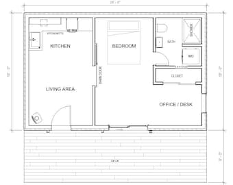 Affordable Tiny House 18' x 28' ADU/In-law Cabin / Guest / Small Home Plans and Blueprints