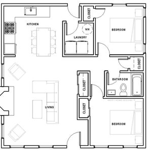 The Cottage 2 bed 1 bath (30'x30') Custom House Plans and Blueprints