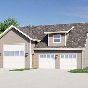 2 Car RV Garage with Storage Attic / Garage Plans and Blueprints / 42 x 42