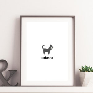 Miaou French Cat Chat Chambre Bebe Affiche Nursery Print Etsy