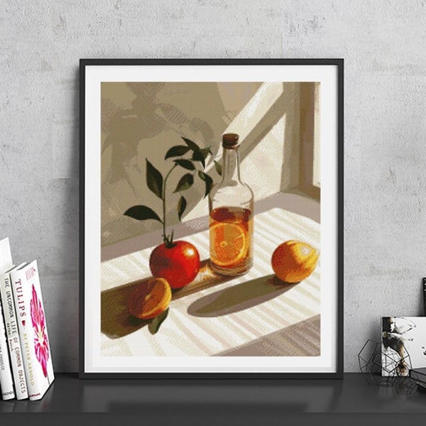 JMP0603_still life, cross stitch pattern PDF, full coverage Hand embroidery pattern, Counted Cross Stitch, Instant PDF Download