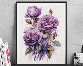 JMP0176 lila Rose PDF Kreuzstichmuster sofort herunterladen