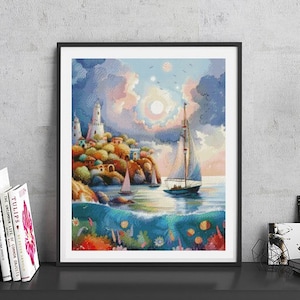 JMP0549_Sailing, cross stitch pattern PDF, full coverage Hand embroidery pattern, Counted Cross Stitch, Instant PDF Download