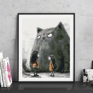 JMP0533_big cat, cross stitch pattern PDF, full coverage Hand embroidery pattern, Counted Cross Stitch, Instant PDF Download