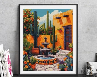 JMP0538 mexikanischer Garten PDF Kreuzstichmuster sofort herunterladen