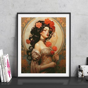 JMP0245_fascinating woman, full coverage cross stitch pattern PDF, Cross Stitch chart, Counted Cross Stitch pattern, Instant PDF Download