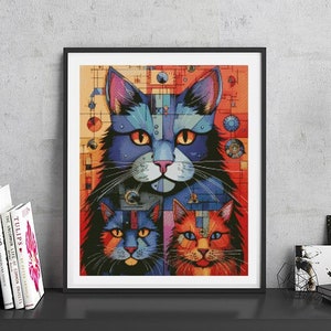 JMP0362_cats, cross stitch pattern PDF, full coverage Hand embroidery pattern, Counted Cross Stitch, Instant PDF Download