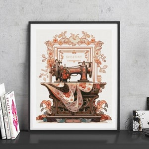 JMP0356_sewing machine, cross stitch pattern PDF, full coverage Hand embroidery pattern, Counted Cross Stitch, Instant PDF Download