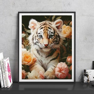 JMP0213_baby tiger, full coverage cross stitch pattern PDF, Cross Stitch chart, Counted Cross Stitch pattern, Instant PDF Download