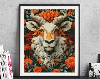JMP0613 African oryx lion PDF cross stitch pattern  Instant Download
