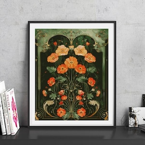 JMP0488_flowery nouveau art, cross stitch pattern PDF, full coverage Hand embroidery pattern, Counted Cross Stitch, Instant PDF Download