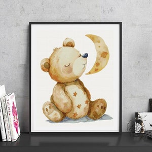 JMP0374_teddy bear, cross stitch pattern PDF, full coverage Hand embroidery pattern, Counted Cross Stitch, Instant PDF Download