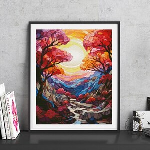 JMP0258_Valley, full coverage cross stitch pattern PDF, Cross Stitch chart, Counted Cross Stitch pattern, Instant PDF Download