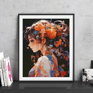 JMP0208_pretty girl, full coverage cross stitch pattern PDF, Cross Stitch chart, Counted Cross Stitch pattern, Instant PDF Download