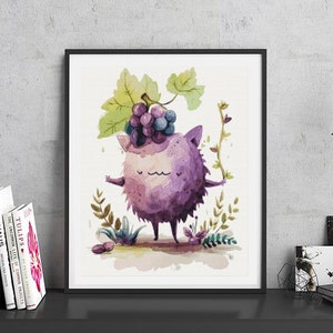 JMP0376_fruit cat, cross stitch pattern PDF, full coverage Hand embroidery pattern, Counted Cross Stitch, Instant PDF Download