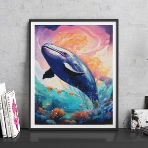 JMP0114_whale, cross stitch pattern PDF, Cross Stitch chart, Counted Cross Stitch pattern, Instant PDF Download