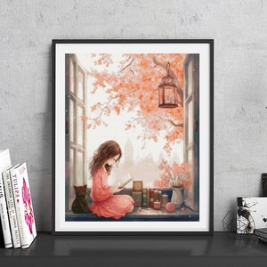 JMP0092_at the window, cross stitch pattern PDF, Cross Stitch chart, Counted Cross Stitch pattern, Instant PDF Download