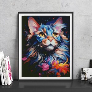 JMP0101_colorful cat, cross stitch pattern PDF, Cross Stitch chart, Counted Cross Stitch pattern, Instant PDF Download