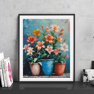 JMP0629_Flower pot, cross stitch pattern PDF, full coverage Hand embroidery pattern, Counted Cross Stitch, Instant PDF Download