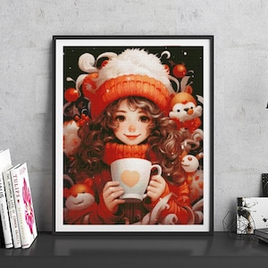 JMP0059_christmas lady, cross stitch pattern PDF, Cross Stitch chart, Counted Cross Stitch pattern, Instant PDF Download