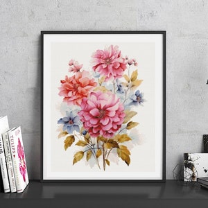 JMP0107_flowers, full coverage cross stitch pattern PDF, Cross Stitch chart, Counted Cross Stitch pattern, Instant PDF Download