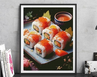 JMP0135_Sushi, cross stitch pattern PDF, Cross Stitch chart, Counted Cross Stitch pattern, Instant PDF Download