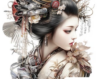 JMP0910 geisha PDF cross stitch pattern  full coverage Instant Download