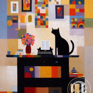 JMP1193 cat on the desk cross stitch pattern PDF full coverage Hand embroidery pattern Cross Stitch, Instant PDF Download