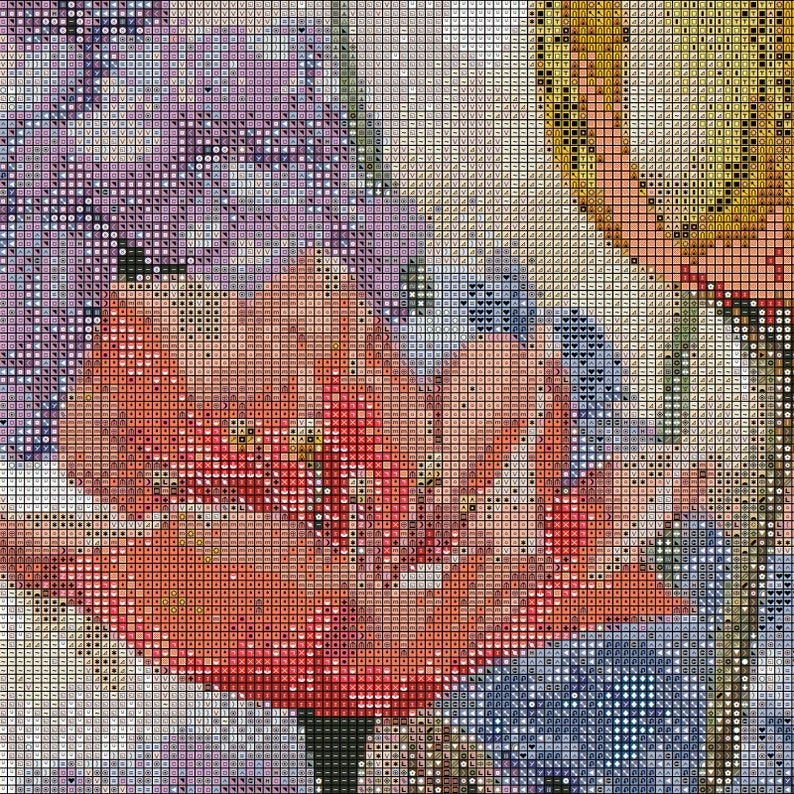 Jmp0184_flowers, Full Coverage Cross Stitch Pattern PDF, Cross Stitch
