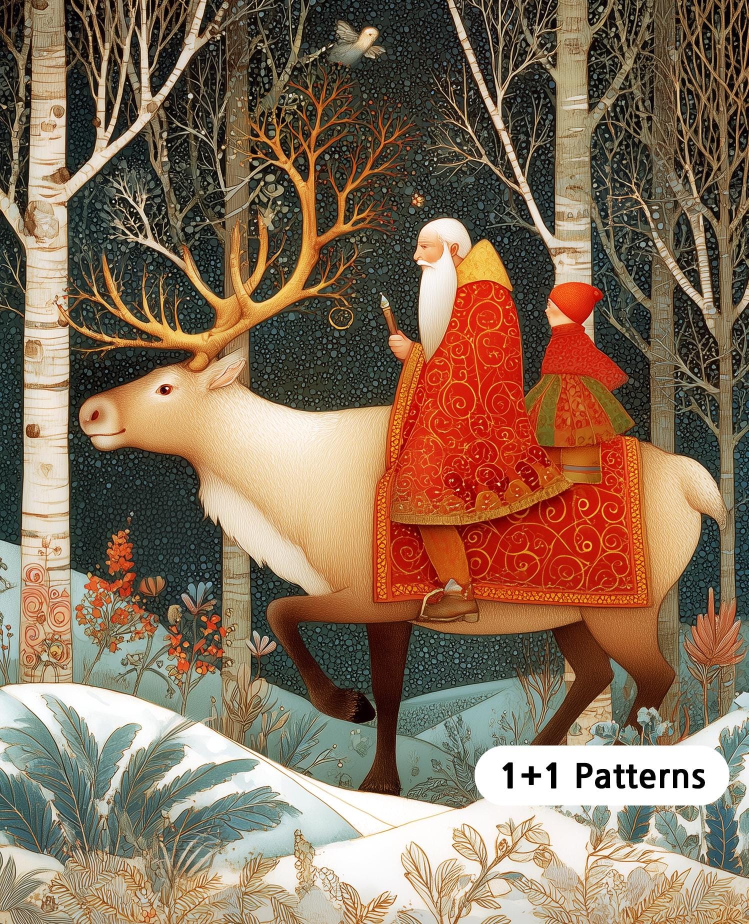 JMP1291 Reindeer Cross Stitch Pattern Winter Scene Embroidery (PDF ...