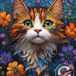 JMP1066 cat stitch pattern PDF full coverage Hand embroidery pattern Cross Stitch, Instant PDF Download