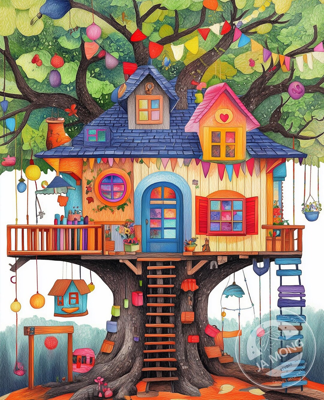 JMP0983 Tree House PDF Cross Stitch Pattern Full Coverage Instant ...