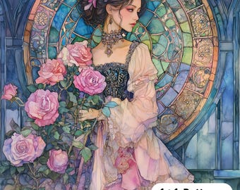 JMP0767 flower girl PDF cross stitch pattern  Instant Download