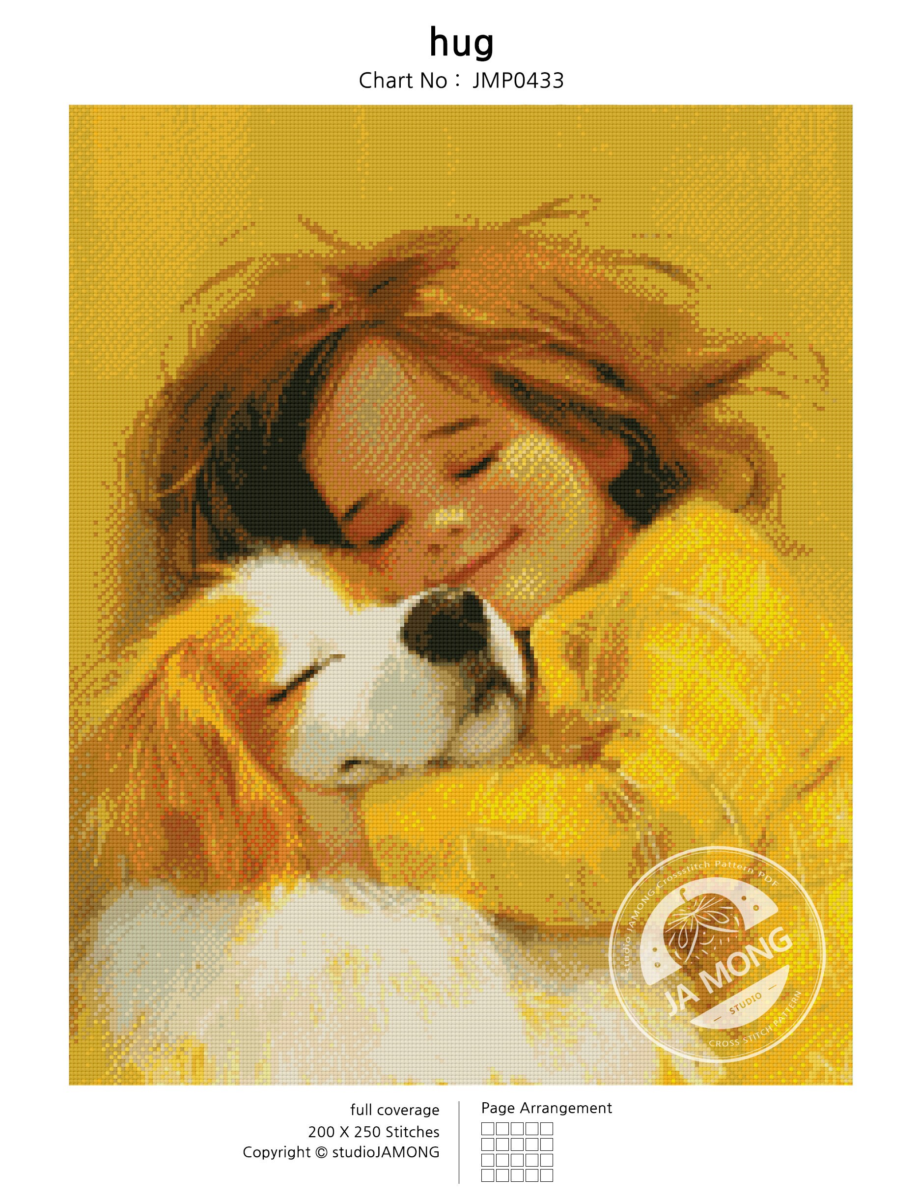 Jmp0433_hug, Cross Stitch Pattern PDF, Full Coverage Hand Embroidery ...