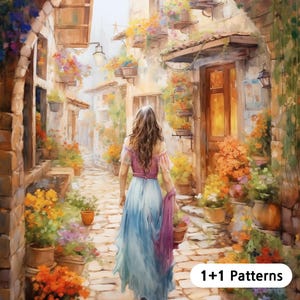 JMP0790 Alleyway cross stitch pattern PDF full coverage Hand embroidery pattern Cross Stitch Instant PDF Download