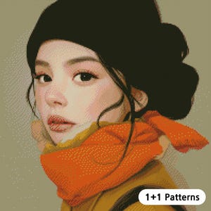 JMP0452_girl, cross stitch pattern PDF, full coverage Hand embroidery pattern, Counted Cross Stitch, Instant PDF Download