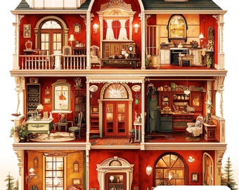 JMP0968 Victorian house PDF cross stitch pattern  full coverage Instant Download