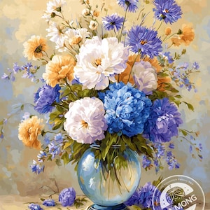 JMP1168 Flower vase full coverage cross stitch pattern PDF, Cross Stitch chart, Counted Cross Stitch pattern, Instant PDF Download