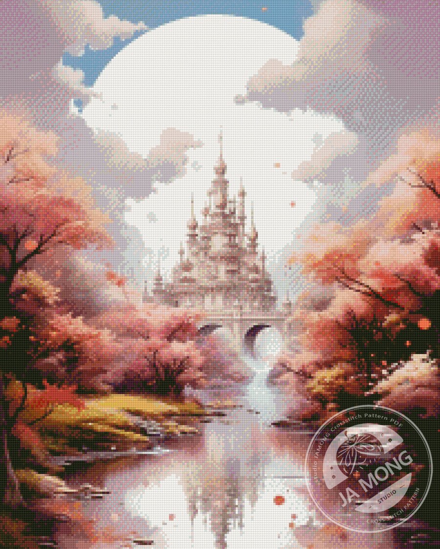 JMP0076 Fantasy Castle PDF Cross Stitch Pattern Full Coverage Instant ...