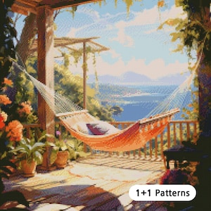 JMP0204_hammock, full coverage cross stitch pattern PDF, Cross Stitch chart, Counted Cross Stitch pattern, Instant PDF Download
