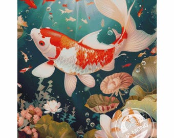 JMP1069 Koi Fish PDF Cross Stitch Pattern Full Coverage Instant