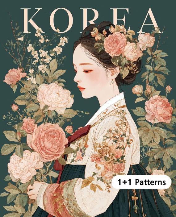 JMP1248 korea PDF cross stitch pattern  full coverage Instant Download