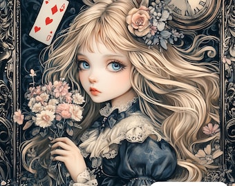 JMP0887 Alice in wonderland PDF Cross Stitch full coverage pattern Instant Download