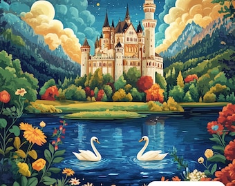 JMP0728 Swan Lake PDF Cross Stitch full coverage pattern Instant Download
