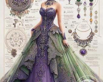 cross stitch purple dress JMP1380 elegant purple dress PDF cross stitch pattern Instant Download