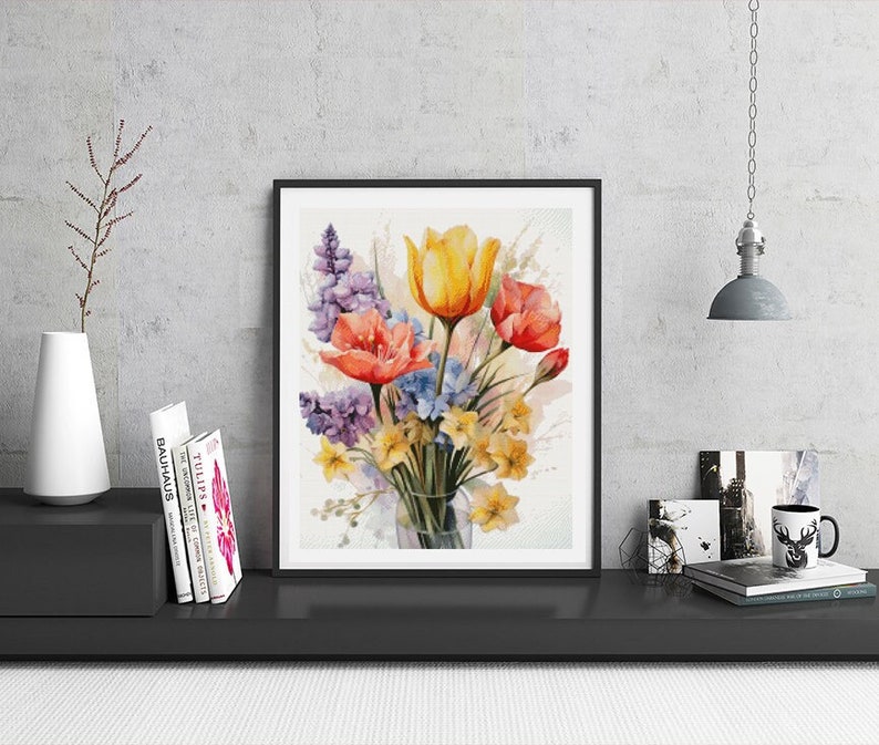 Jmp0184_flowers, Full Coverage Cross Stitch Pattern PDF, Cross Stitch