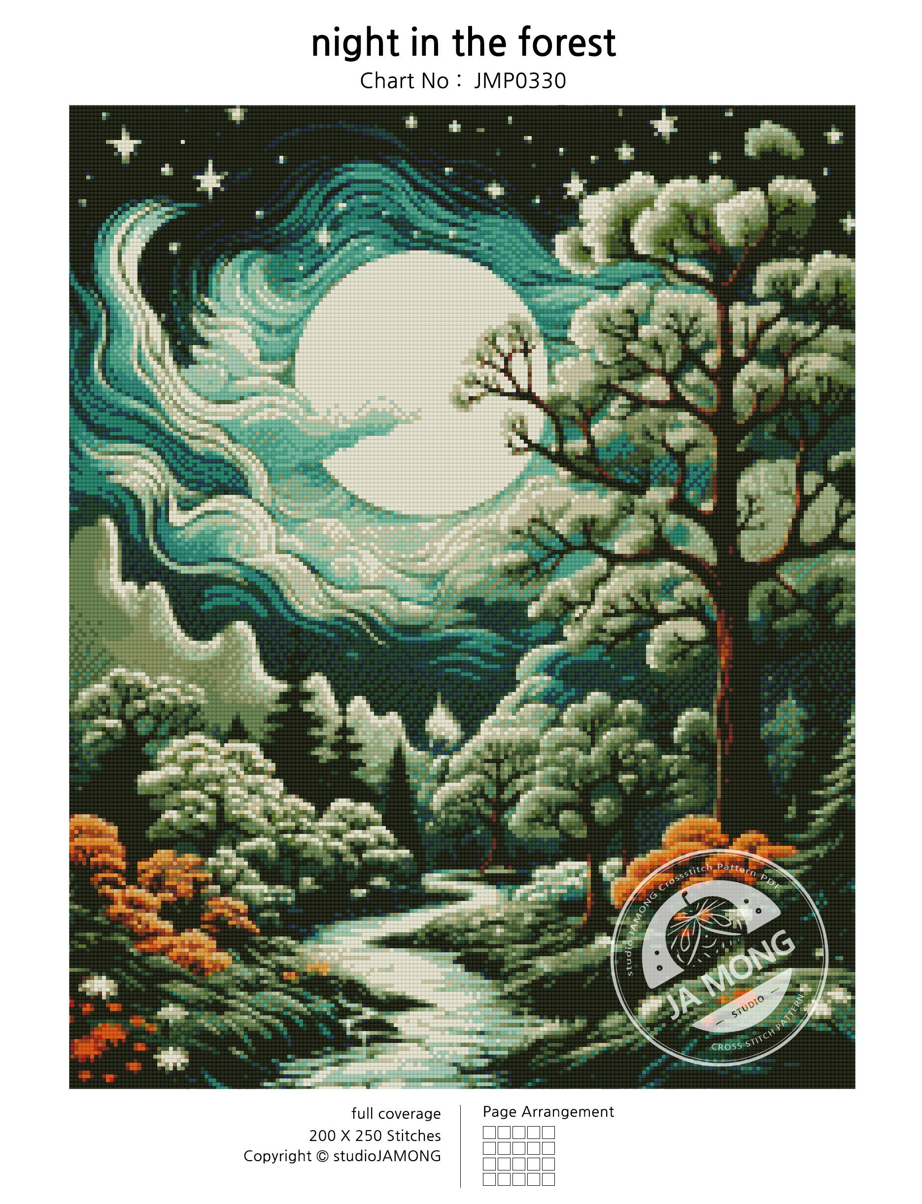 JMP0330 Night in the Forest PDF Cross Stitch Pattern Full Coverage ...