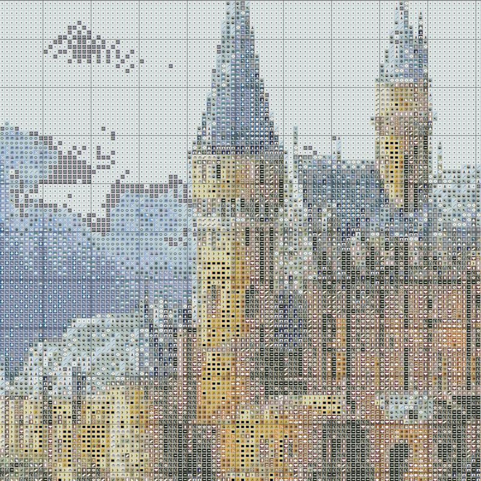 JMP0784 Sky Castle PDF Cross Stitch Pattern Full Coverage Instant ...