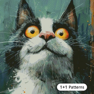 JMP0525_cat portrait, cross stitch pattern PDF, full coverage Hand embroidery pattern, Counted Cross Stitch, Instant PDF Download